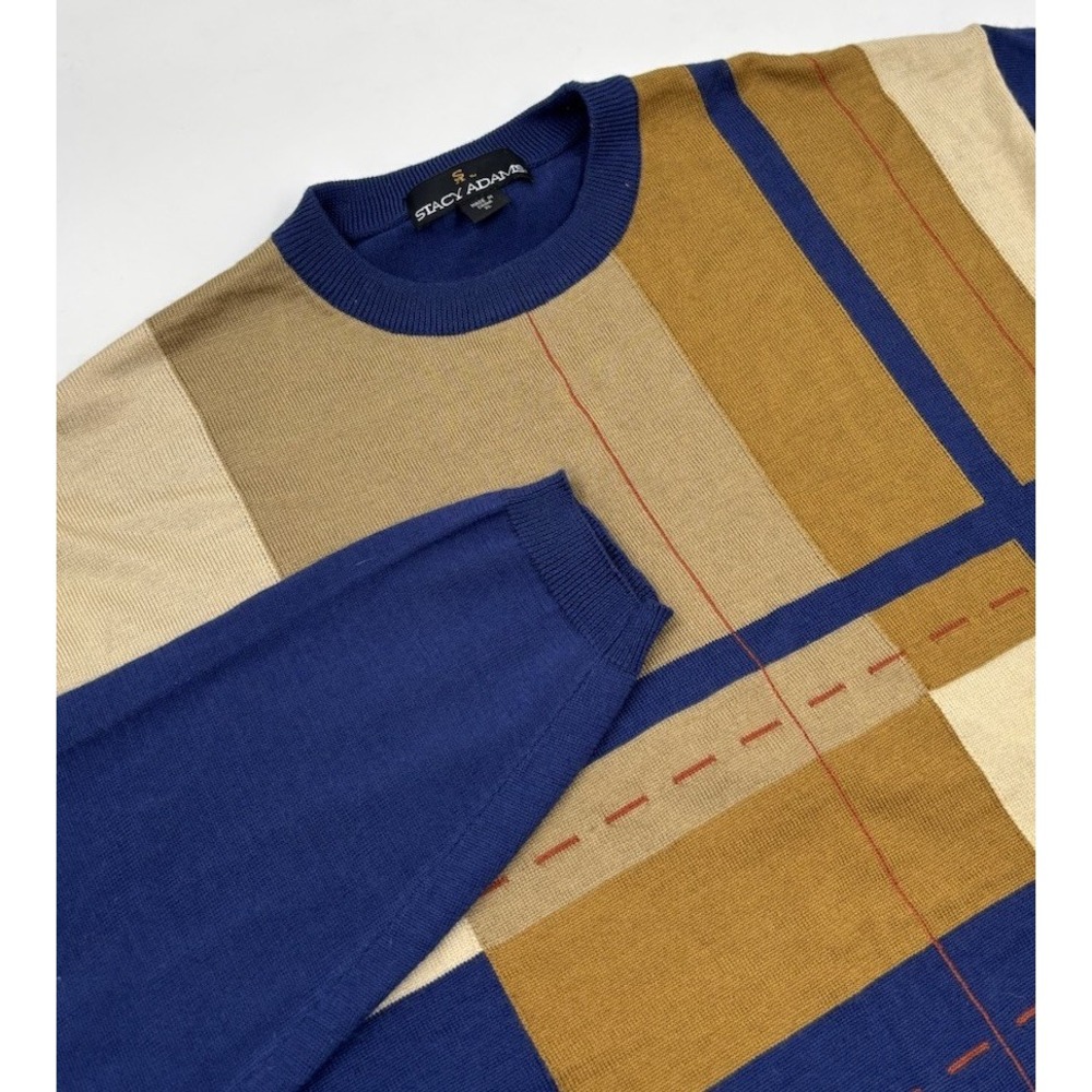 Stacy Adams Men's XL‎ Wool Blend Blue Pullover Lightweight Sweater